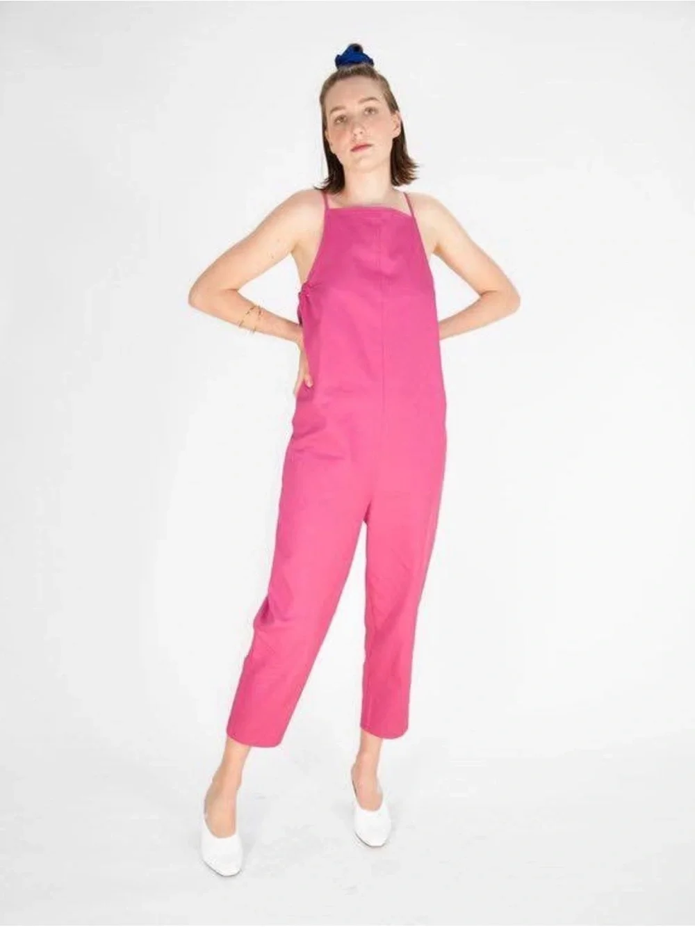 Beth yard jumpsuit in raspberry twill
